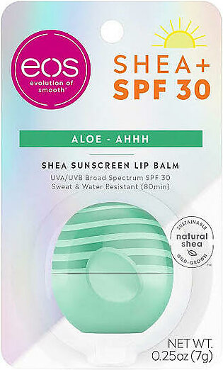 eos Shea + SPF Lip Balm Sphere - Aloe | SPF 30 Sweat and Water Resistant | 0.25 oz