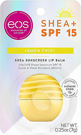 EOS Shea Sunscreen Lip Balm with SPF 15, Lemon Twist, .25 oz (7 g)