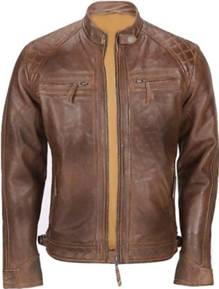 Distressed Brown Cow-hide Leather jacket