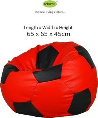 Kids Leather Football Bean Bag - Red Black