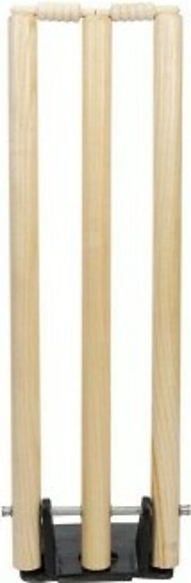 Wooden Cricket Wickets With Spring Metal Base Set Of Three