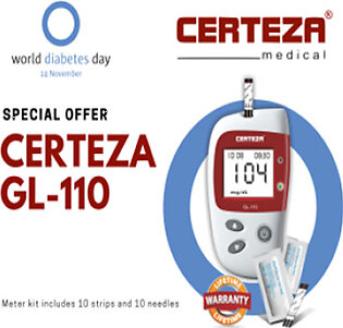 Certeza Glucometer For Easy Blood Sugar Check With 10 Test Strips