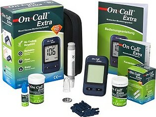 On Call Extra Glucometer For Easy Blood Sugar Check With 10 Test Strips
