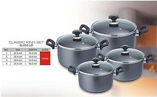 Non-Stick Classic King Cookware Set with Glass Lids - 4 Pieces