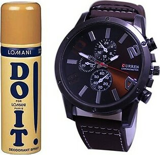 Bundle Offer - Analog Watch & Lomani Do It Body Spray for Men - 200 ml