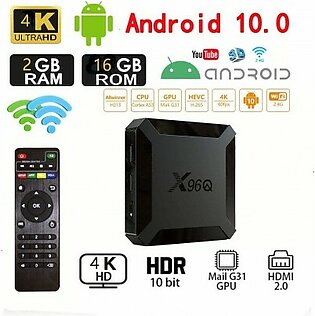 New Android 10 X96Q 4k Smart Tv Box 2.4g Wifi Quad Core 2gb+16gb Media Player Set Top Box