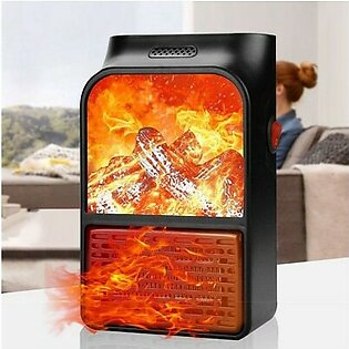 Flame Heater 500W Mini Portable Electric Fireplace Plug-in Air Warmer with Remote Control