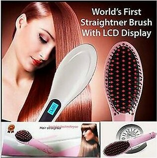 Fast Hair Straightener Brush with LED Display