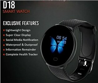 D18 Bluetooth Smart Watch Ip67 Waterproof - Black