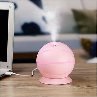 Rotatable Basketball Shaped Air Humidifier Night Light with USB Cable 240ml - Pink