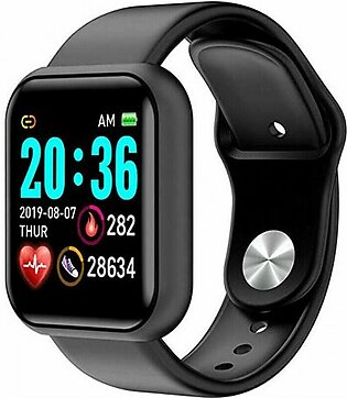 D20 Smart Band Waterproof Smartwatch With Heart Rate Monitor - Black