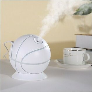 Rotatable Basketball Shaped Air Humidifier Night Light with USB Cable 240ml - White