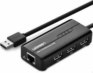 UGreen 20264 RJ45 Gigabit Ethernet Adapter with 2 Port USB 3.0 Hub