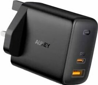Aukey Omnia 65W Fast Charger Dual Port USB C PD 3.0 Plus USB A Wall Charger PA-B3