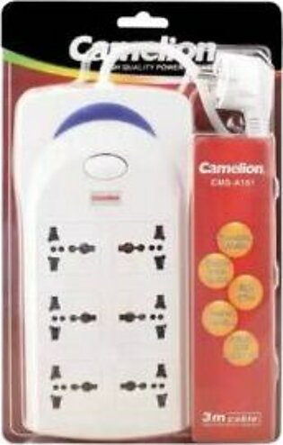 Camelion CMS-161A 6 Sockets Extension Lead 3m Cable