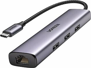 UGreen 60600 USB C To 3 Port USB 3.0 Hub with Gigabit Ethernet