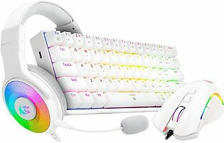 Redragon S129W 3-In-1 Keyboard Mouse and Headsets Wired Combo White