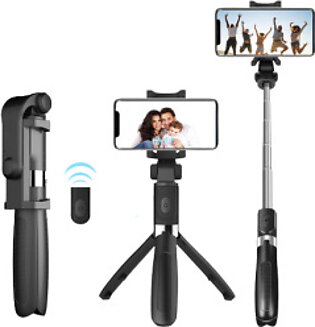 Bluetooth Selfie Stick Tripod Monopod Remote - Black