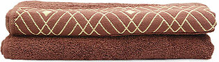 Bath Towel Greek Border - Dark Brown