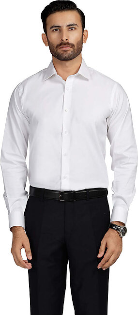 White Textured Dress Shirt