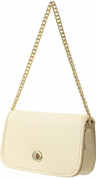Rectangle Shoulder Bag with Twist Lock(Apricot)