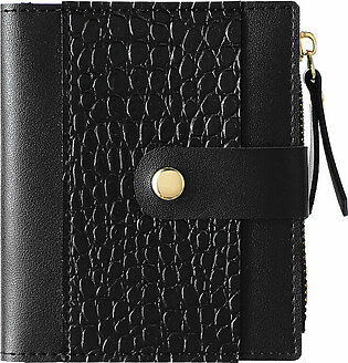 Women's Short Animal Pattern Wallet with Zipper(Black)