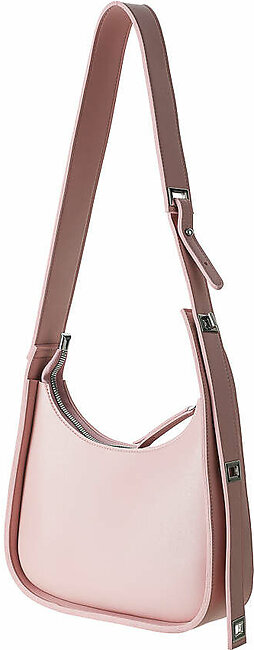 Solid Color Shoulder Bag with Adjustable Strap(Pink)