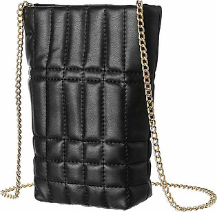 Retro Crossbody Cellphone Bag with Chain Strap (Black)