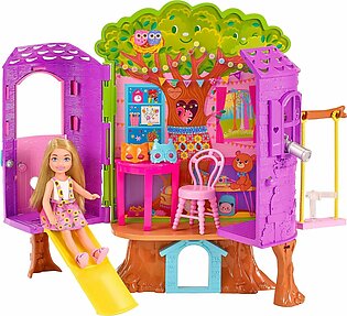 Chelsea Barbie Doll and Treehouse Playset with Puppy