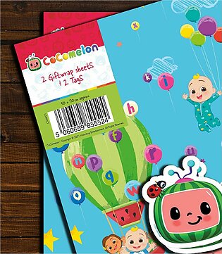 Cocomelon Wrapping Paper - 2 Sheets and 2 Tags