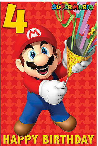 Super Mario Age 4 Birthday Card
