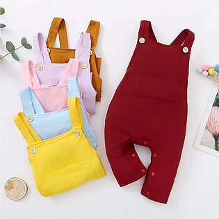 Solid Pocket Decor Sleeveless Baby Jumpsuit Overalls Globle