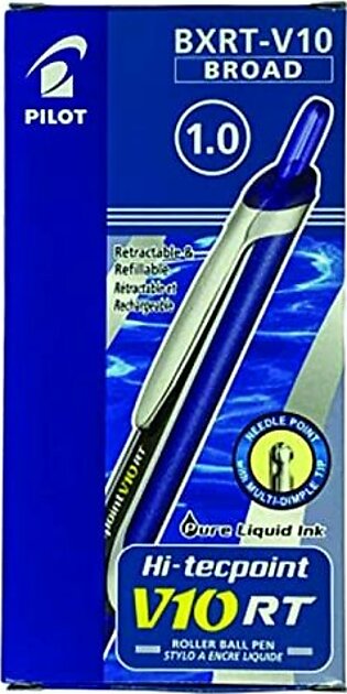 Pilot Hi-Tecpoint V10 RT Blue Rollerball Pen (Pack of 12 Pcs)