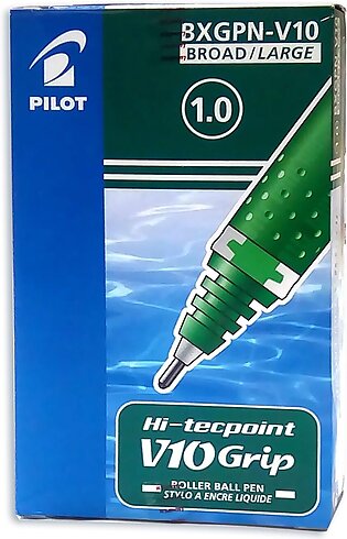 Pilot Hi-Tecpoint V10 Grip Green Rollerball Pen (Pack of 12 Pcs)
