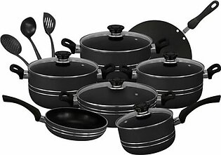 Smart Series Non Stick Cookware Set 15 Pcs | Black