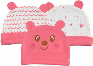 Little Star Caps Pack Of 3 Bear Pink