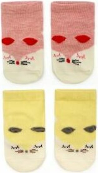 LITTLE SPARKS BABY PACK OF 2 SOFT SOCKS PINK & YELLOW (0-1 YEAR)