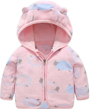 Baby Soft Fleece Zipper Hoodie Sheep Pink - Sunshine