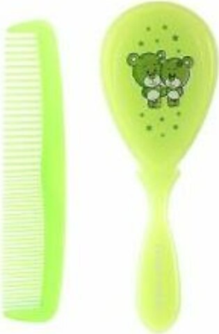 CANPOL BABIES BABY BRUSH AND COMB TEDDY FRIEND GREEN