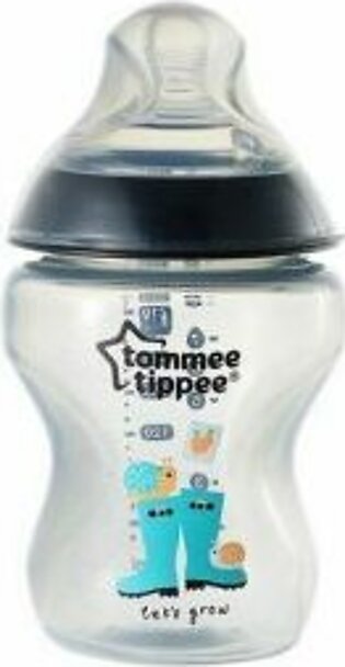 Tommee Tippee 0m+ Slow Flow Decorated Feeding Bottle 260ml (Black)