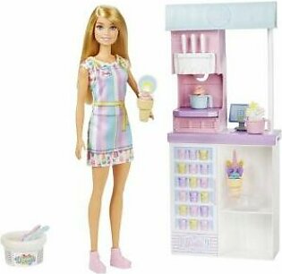 Barbie Doll Ice Cream Shop Playset With Blonde Doll