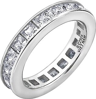 Platinum-Plated Sterling Silver Princess – Zirconia All-Around Band Ring