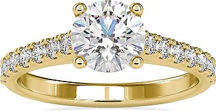 MRENITE 1ct 6.5mm 10K 14K 18K Moissanite Engagement Wedding Ring for Women Classic 4-Prong Simulated Diamond Engagement Ring Graduated Side Stones Promise Bridal Ring