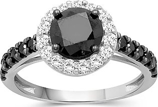 Diamond Halo Rings – 2.00CTW Black & White Diamond Halo Ring
