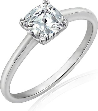 Amazon Collection Platinum or Gold Plated Sterling Silver Fancy Shape Solitaire Ring made with Infinite Elements Zirconia