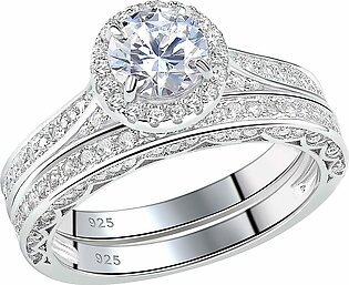 Newshe Wedding Rings for Women Engagement Ring 2.4Ct Round White AAA Quality