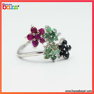 Ruby Emerald & Sapphire Stone Ring HB-686