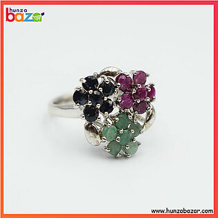 Ruby Emerald & Sapphire Stone Ring HB-695
