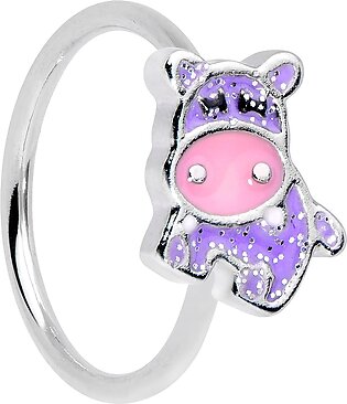 Body Candy Womens 18G 316L Stainless Steel Nose Ring Purple Hippo Nose Hoop Ring Circular Nose Ring