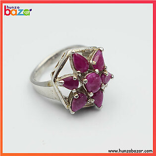 Ruby Stone Silver Ring For Womens HB-677